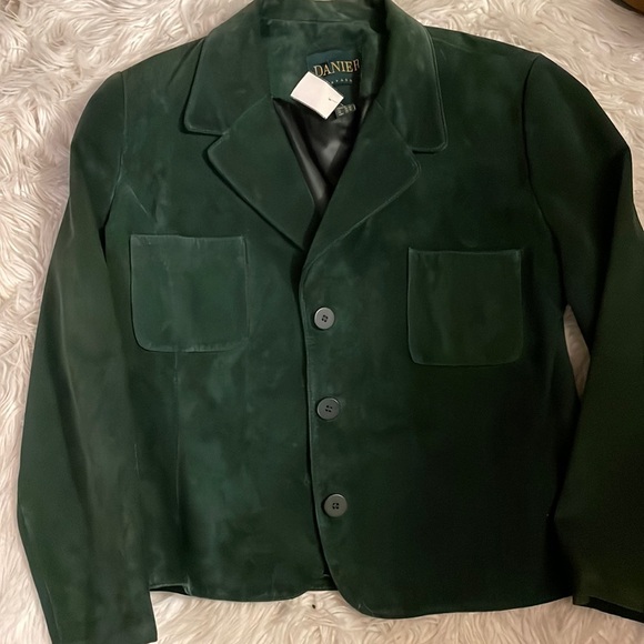Green Leather Danier Jacket - Picture 1 of 4